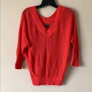 EXPRESS Open Stitch Cotton V Neck Pullover
